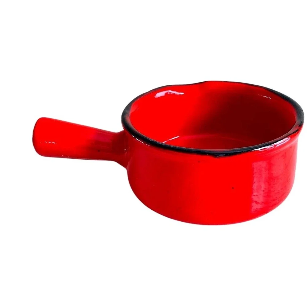 Vintage‎ Mid-Century Red Ceramic Butter Warmer with Hollow Handle